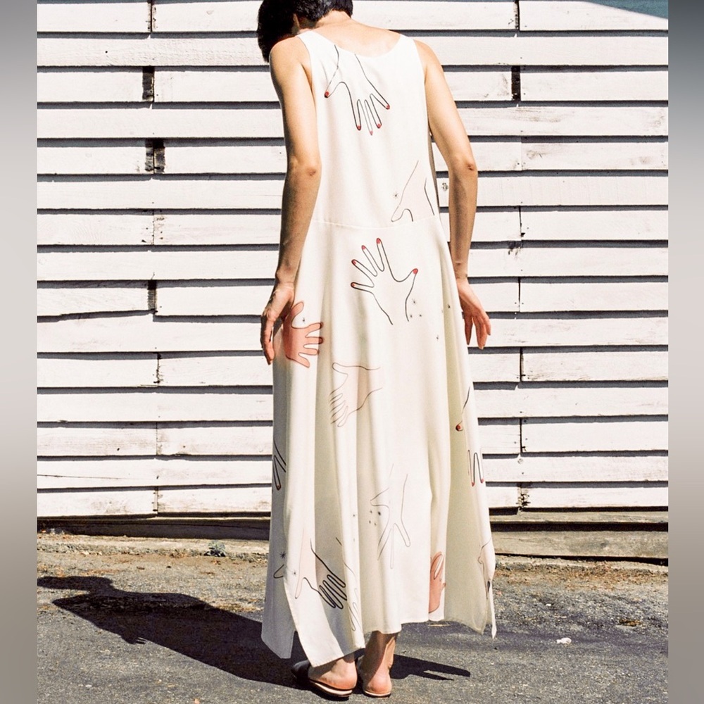 Mr. Larkin Midi V-Neck Dress with Hand-Drawn Print - Picture 2 of 15